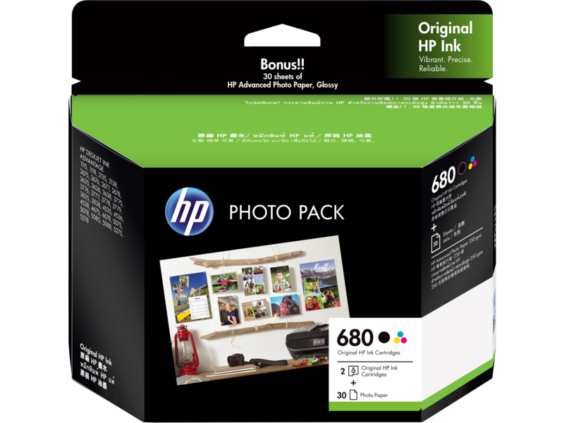 HP 680 Photo Value Pack-30 sht/4 x 6 in - 4WM98A Black / Tri-color 0.3 Kg