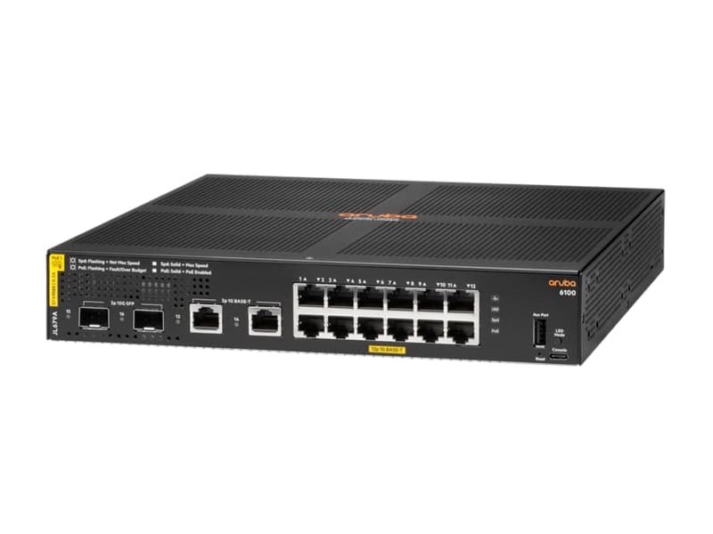 HPE Aruba JL679A 6100 12G Class4 PoE 2G/2SFP+ 139W Switch