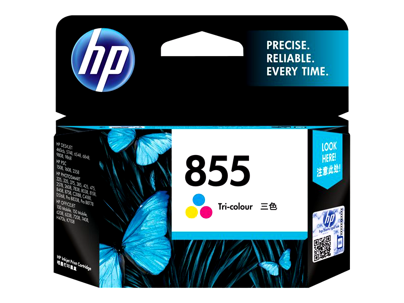 HP 855 - colour (cyan, magenta, yellow) - original - ink cartridge
