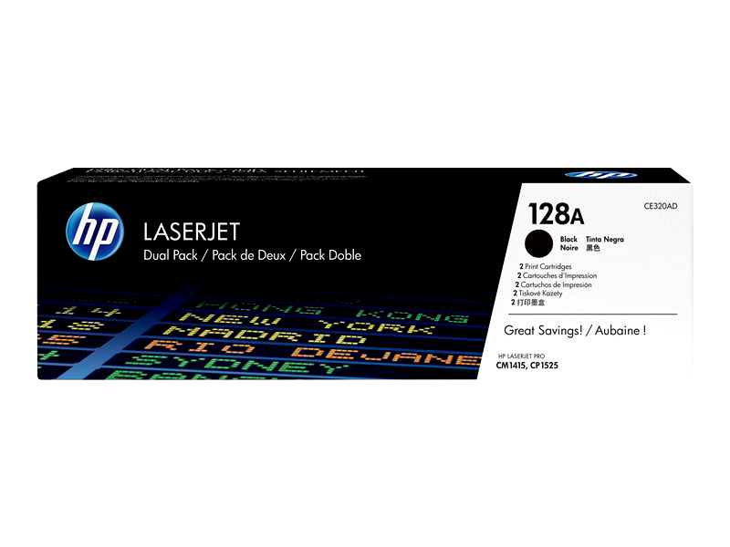 HP 128A - 2-pack - black - original - LaserJet - toner cartridge (CE320AD)