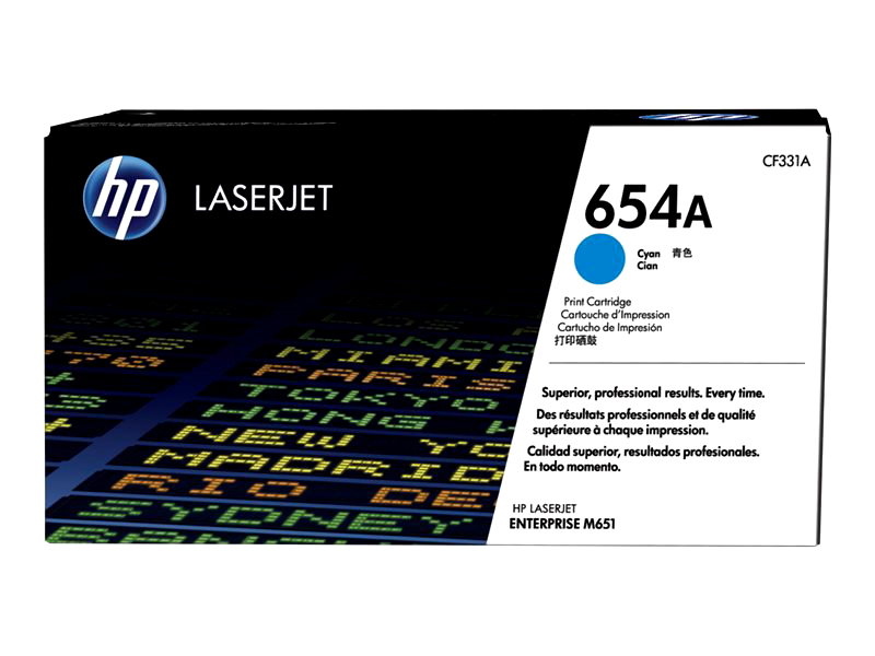 HP 654A Cyan Original LaserJet Toner Cartridge (CF331A)