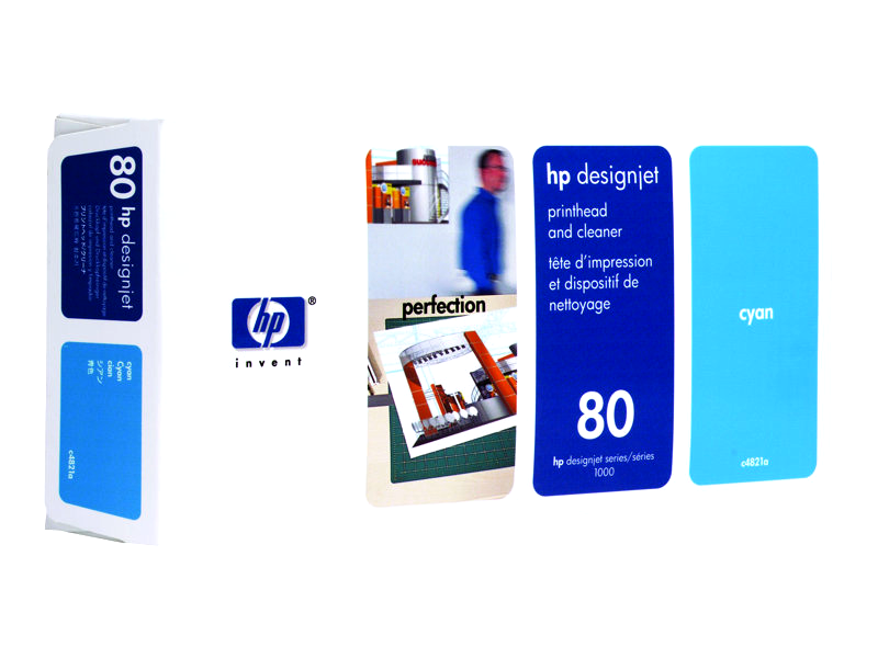 HP 80 - cyan - printhead with cleaner