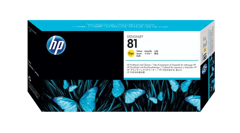 HP 81 Yellow DesignJet Dye Printhead and Printhead Cleaner