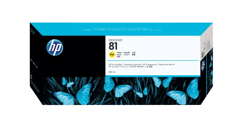 HP 81 Yellow DesignJet Dye Ink Cartridge, C4933A