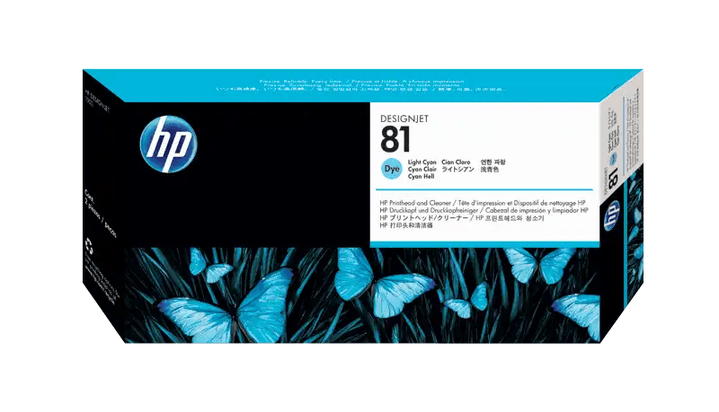 HP 81 Light Cyan DesignJet Dye Printhead and Printhead Cleaner
