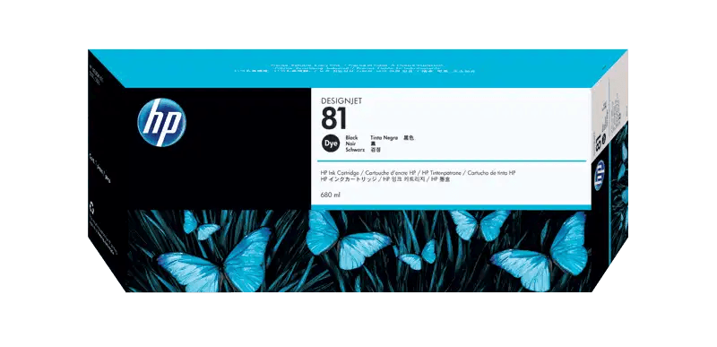 HP 81 Black DesignJet Dye Ink Cartridge, C4930A