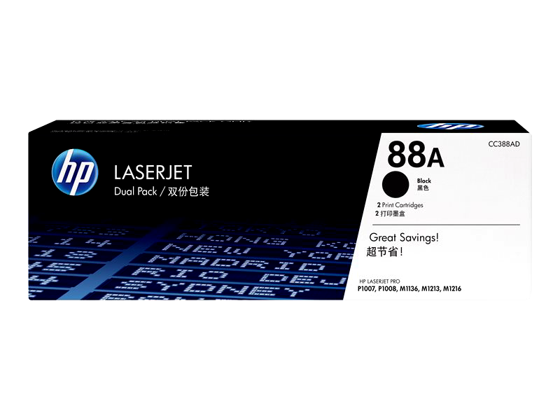 HP 88A - 2-pack - black - original - LaserJet - toner cartridge (CC388AD)