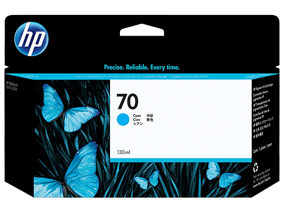 HP 70 130-ml Cyan DesignJet Ink Cartridge, C9452A