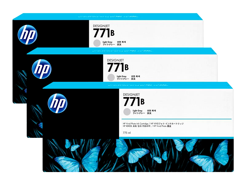 HP 771B - 3-pack - light grey - original - ink cartridge