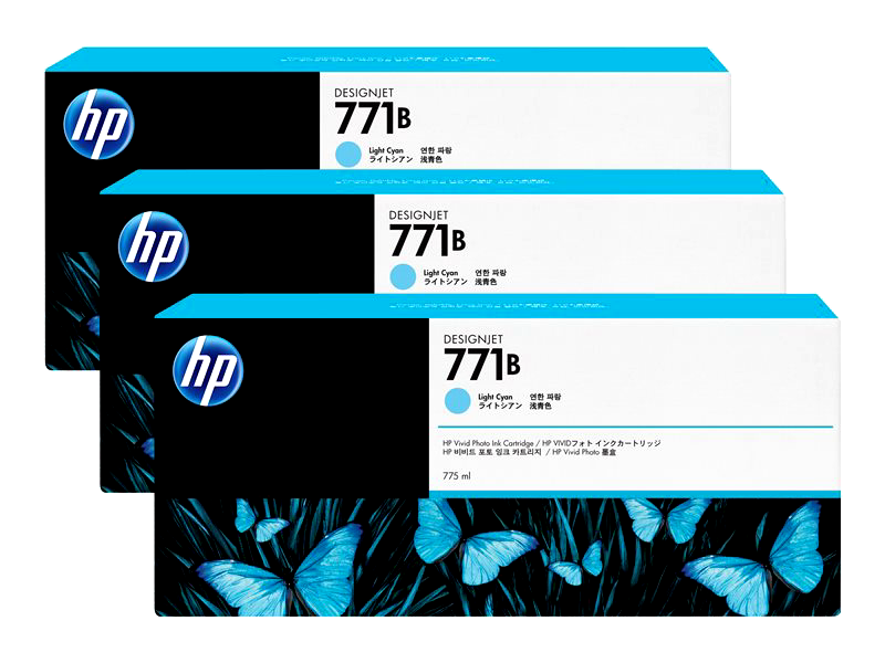 HP 771B - 3-pack - light cyan - original - ink cartridge