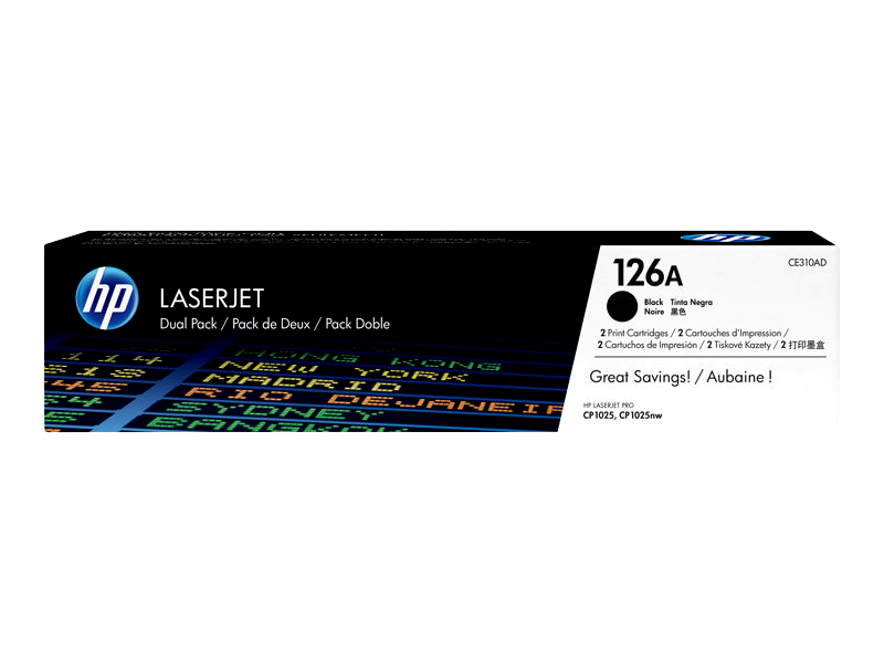 HP 126A - 2-pack - black - original - LaserJet - toner cartridge (CE310AD)