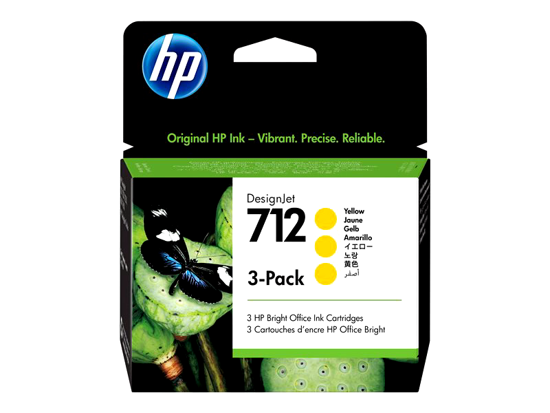 HP 712 - 3-pack - yellow - original - DesignJet - ink cartridge