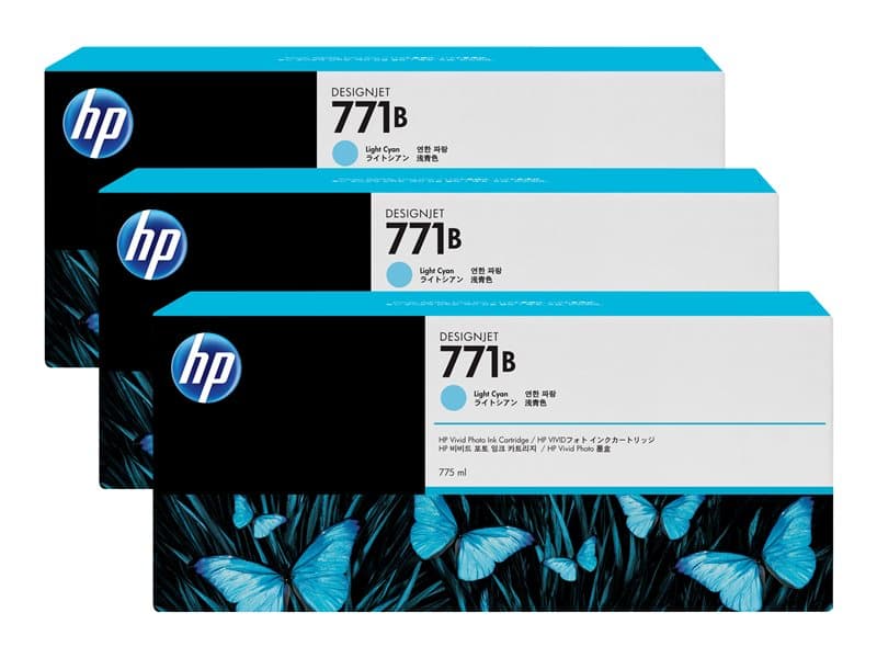 HP 771B - 3-pack - light cyan - original - ink cartridge