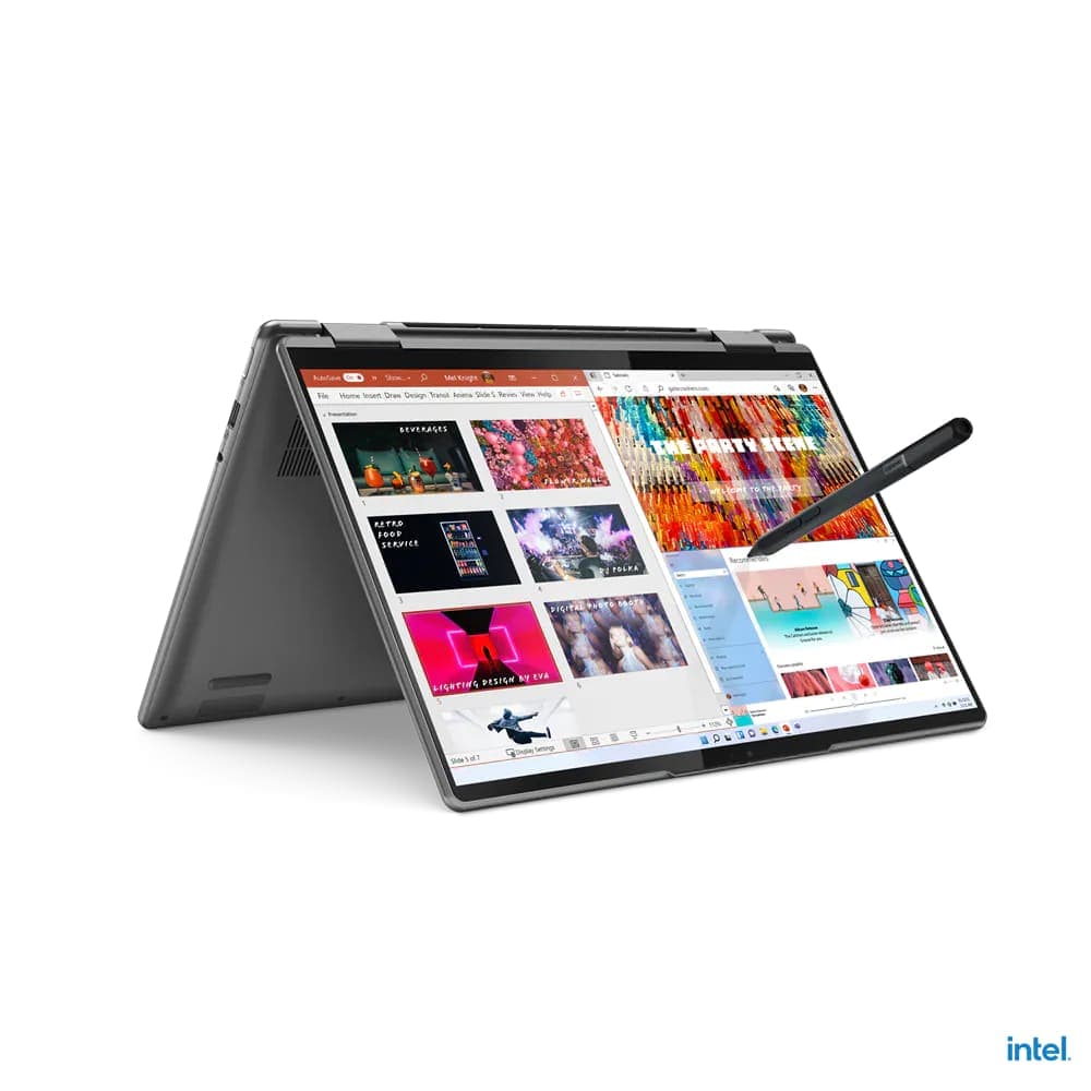 Lenovo Yoga 7 Intel Evo i7 1260P (82QE0060IN) Storm Grey Laptop, 14"(35.56cm) QHD OLED 2-in-1 400Nits, 6GB RAM, /512GB SSD, 1.42Kg, Win 11 Office 2021