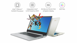 Lenovo IdeaPad Slim 3i Chromebook (82C1002EHA), Platinum Grey, Intel Celeron N4020 Processor, 35.56cms (14) FHD, 4 GB LPDDR4, 64 GB, 1.4 Kgs, Chrome OS