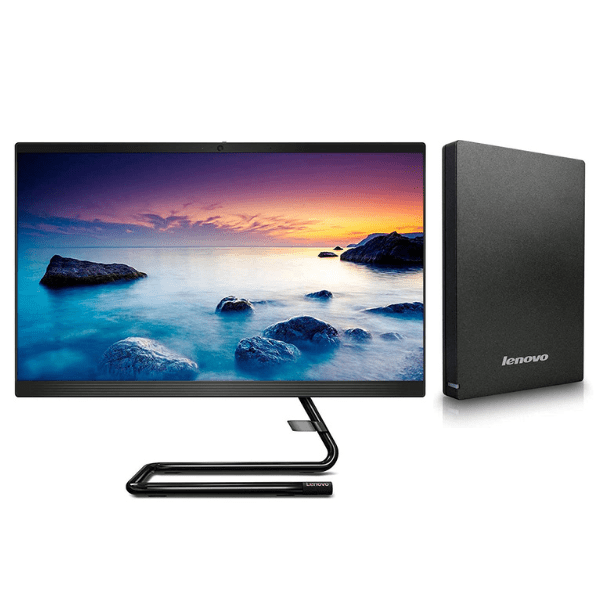 Lenovo Ideacenter A340 F0EB000FIN All-in-One Desktop, 21.5 Inches, 4 GB, 1 TB, Windows 10, 8th Gen Intel Core i5, Black