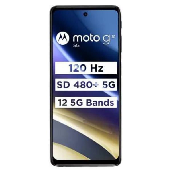 Motorola G51 (PAS80007IN) 5G, 4GB RAM, 64 GB Memory, 6.8 inch, 5000 mAh Battery - Indigo Blue