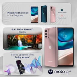 Motorola G42 (PAU00003IN) 4G, 4GB RAM, 64 GB Memory, 6.47 inch, 5000 mAh Battery - Metallic Rose