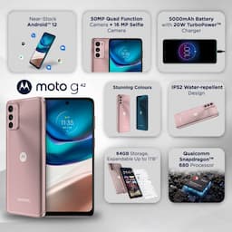 Motorola G42 (PAU00003IN) 4G, 4GB RAM, 64 GB Memory, 6.47 inch, 5000 mAh Battery - Metallic Rose