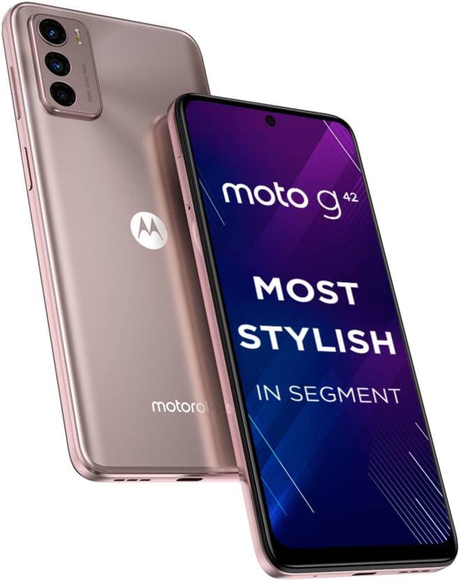 Motorola G42 (PAU00003IN) 4G, 4GB RAM, 64 GB Memory, 6.47 inch, 5000 mAh Battery - Metallic Rose