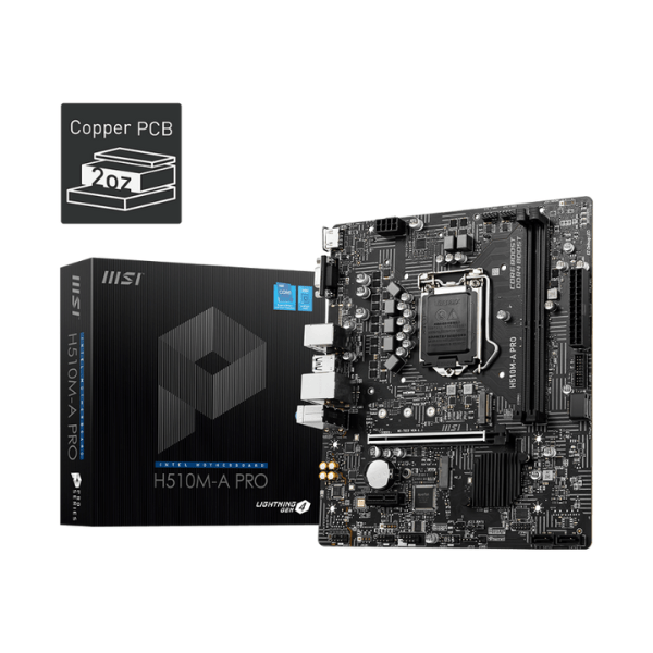 MSI H510M-A PRO (H510MAPRO) motherboard, H510M-A PRO, micro ATX - LGA1200 Socket, Intel H510.