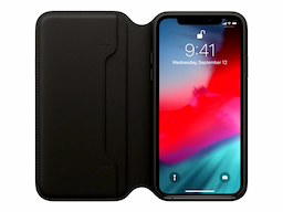 Apple iPhone Xs Leather Folio Case- Black