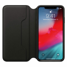 Apple iPhone Xs Leather Folio Case- Black