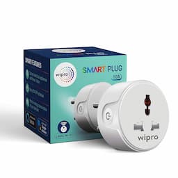 Wipro 10Amp Wi-Fi Smart Plug M (DSP1100), Energy monitoring- Suitable for small appliances, TVs, Electric Kettle, Mobile and Laptop Chargers, Compatible with Alexa and Google Assistant.