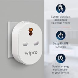 Wipro DSP1160 16A Smart Plug - Suitable for Large Appliances like Geysers, Microwave Ovens, Air Conditioners (Compatible with Alexa and Google Assistant)