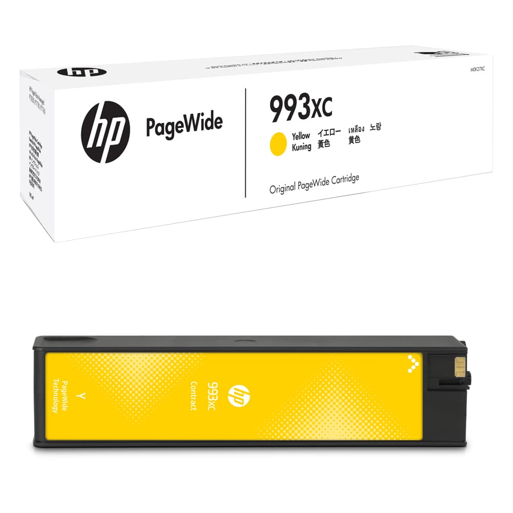 HP M0K27XC 993XC High Yield Yellow Contract PageWide Cartridge, 16,000 Prints