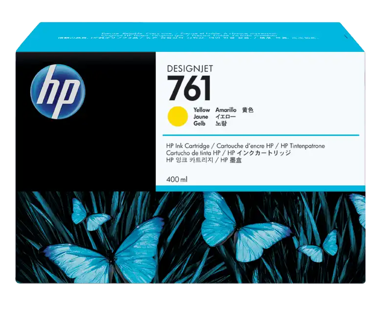 HP 761 400-ml Yellow DesignJet Ink Cartridge, CM992A