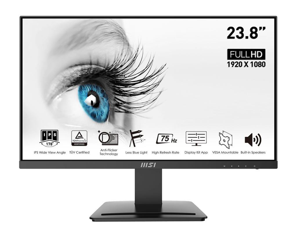 MSI Pro MP243, 24", 1920 x 1080 (FHD), IPS, 75Hz, TUV Certified Eyesight Protection