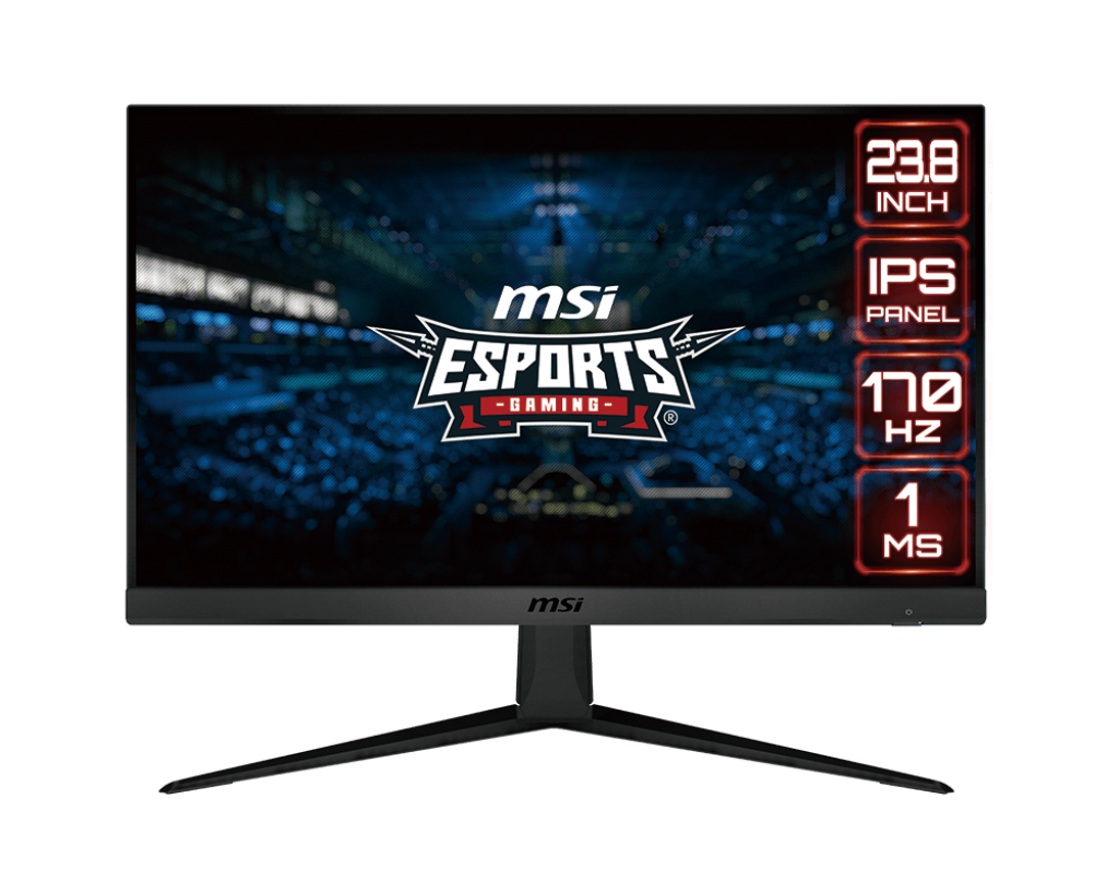 MSI G2412, Black, Tilt, 24"Inch Gaming Monitor, 1920 x 1080 (FHD), IPS, 1ms, 170Hz, FreeSync Premium, HDMI,  Displayport