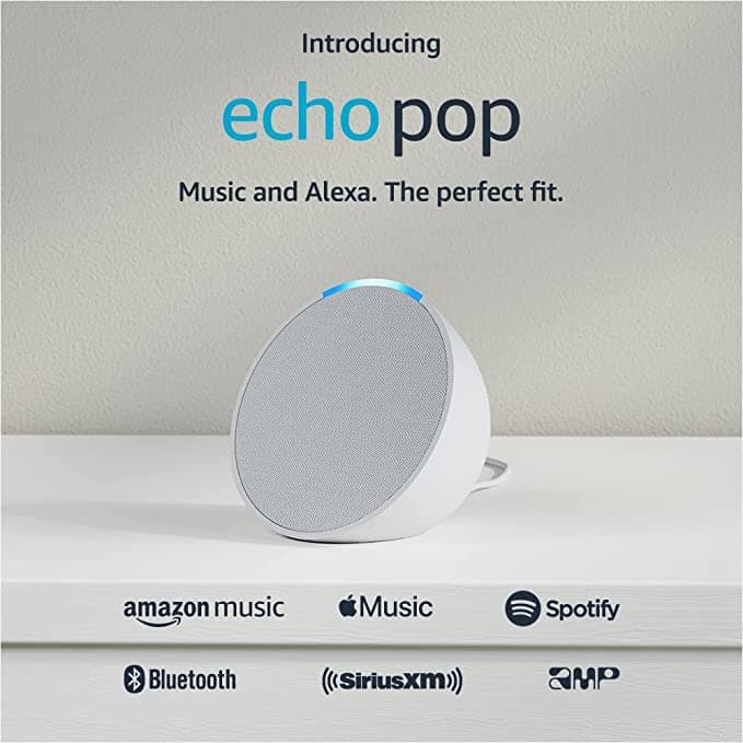 Amazon B09ZWXB3W1 Echo Pop Full sound compact smart speaker with Alexa - Glacier White