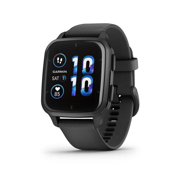 Garmin 010-02700-80 Venu Sq 2 Music Edition Slate Aluminum Bezel with Black Case and Silicone Band Unisex Smart Watch