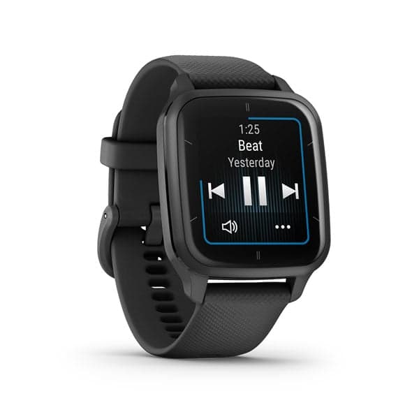 Garmin 010-02700-80 Venu Sq 2 Music Edition Slate Aluminum Bezel with Black Case and Silicone Band Unisex Smart Watch