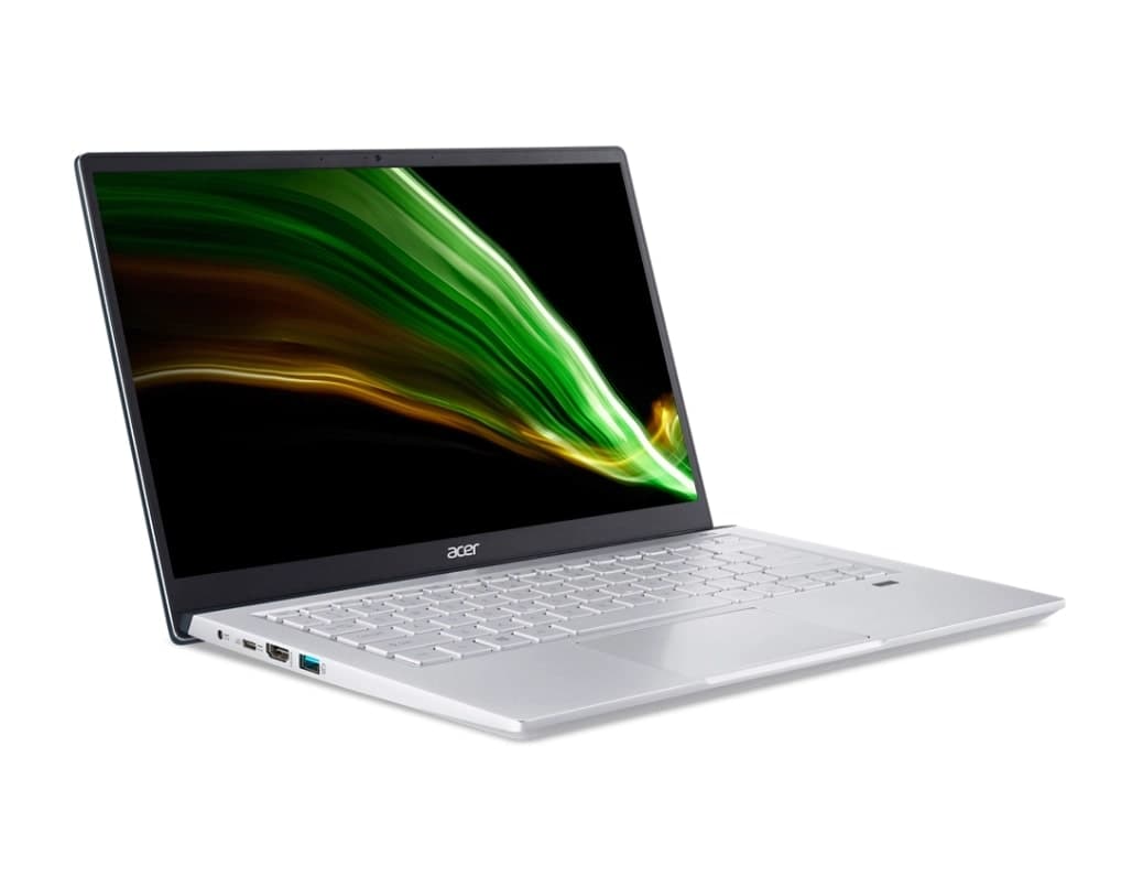 Acer Swift X SFX14-41G, NX.AU6SI.003 Natural Silver Laptop, AMD Hexa Core Ryzen 5, 16 GB RAM, 512 GB SSD, 14 Inch 157 ppi Display, NVIDIA GeForce RTX 3050 4 GB, 1.39 kg, Windows 11 Home