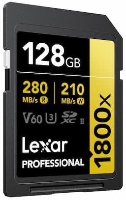 Lexar Professional 1800x GOLD Series SDXC 128GB Class 10 270MB/s Memory Card