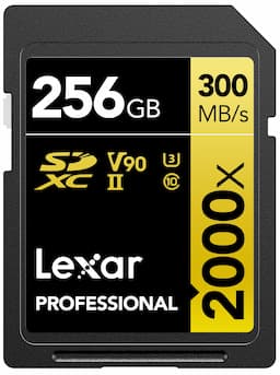 Lexar Professional 2000x 256GB SDHC UHS-II SD Card, R300/W260 C10