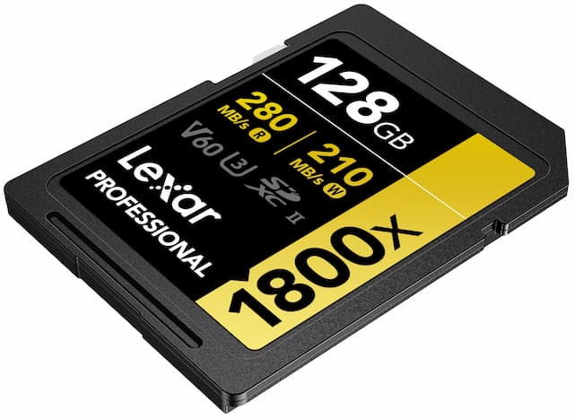 Lexar Professional 1800x GOLD Series SDXC 128GB Class 10 270MB/s Memory Card