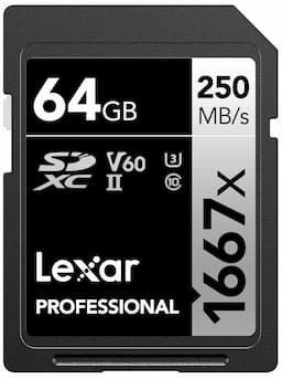 Lexar Professional High Speed 1667x UHS-II R250/W120 C10 64GB SDXC Card, LSD64GCB1667