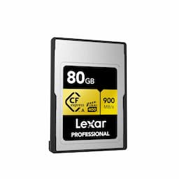 Lexar Professional 80GB CFexpress Type A Gold Series Memory Card, Up to 900MB/s Read, Cinema-Quality 8K Video, Rated VPG 400