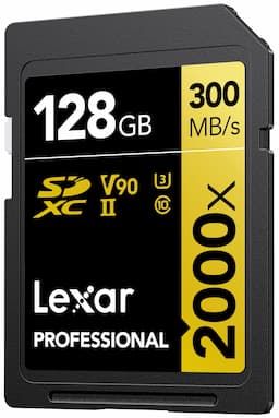 Lexar Professional 2000x 128GB SDHC UHS-II SD Card, R300/W260 C10