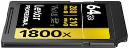 Lexar Professional 1800x GOLD Series SDXC 64GB Class 10 270MB/s Memory Card