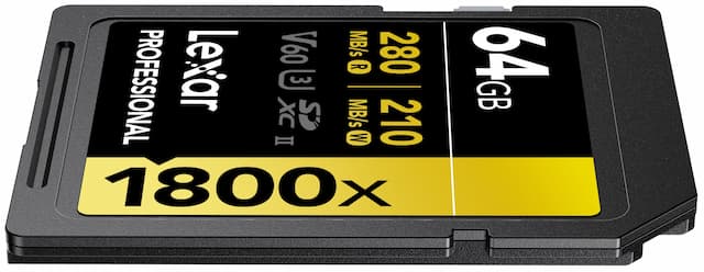 Lexar Professional 1800x GOLD Series SDXC 64GB Class 10 270MB/s Memory Card