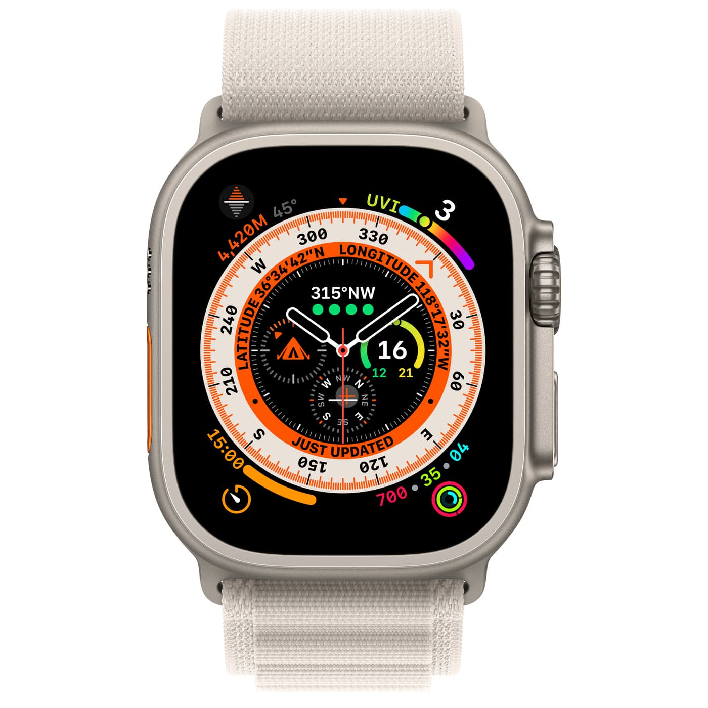 Apple MQFQ3HN/A Watch Ultra 49mm Titanium Case with Starlight Alpine Loop