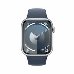 Apple Watch Series 9 GPS 45mm Silver Aluminium Case with Storm Blue Sport Band - S/M
