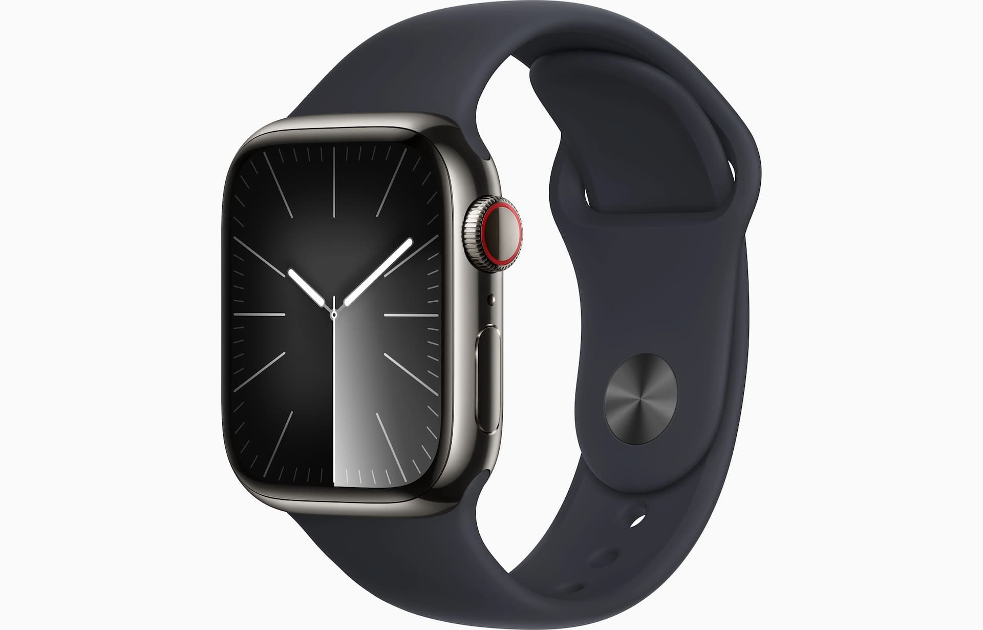 Apple MRJ83HN/A Watch Series 9 GPS + Cellular 41mm Graphite Stainless Steel Case with Midnight Sport Band - S/M