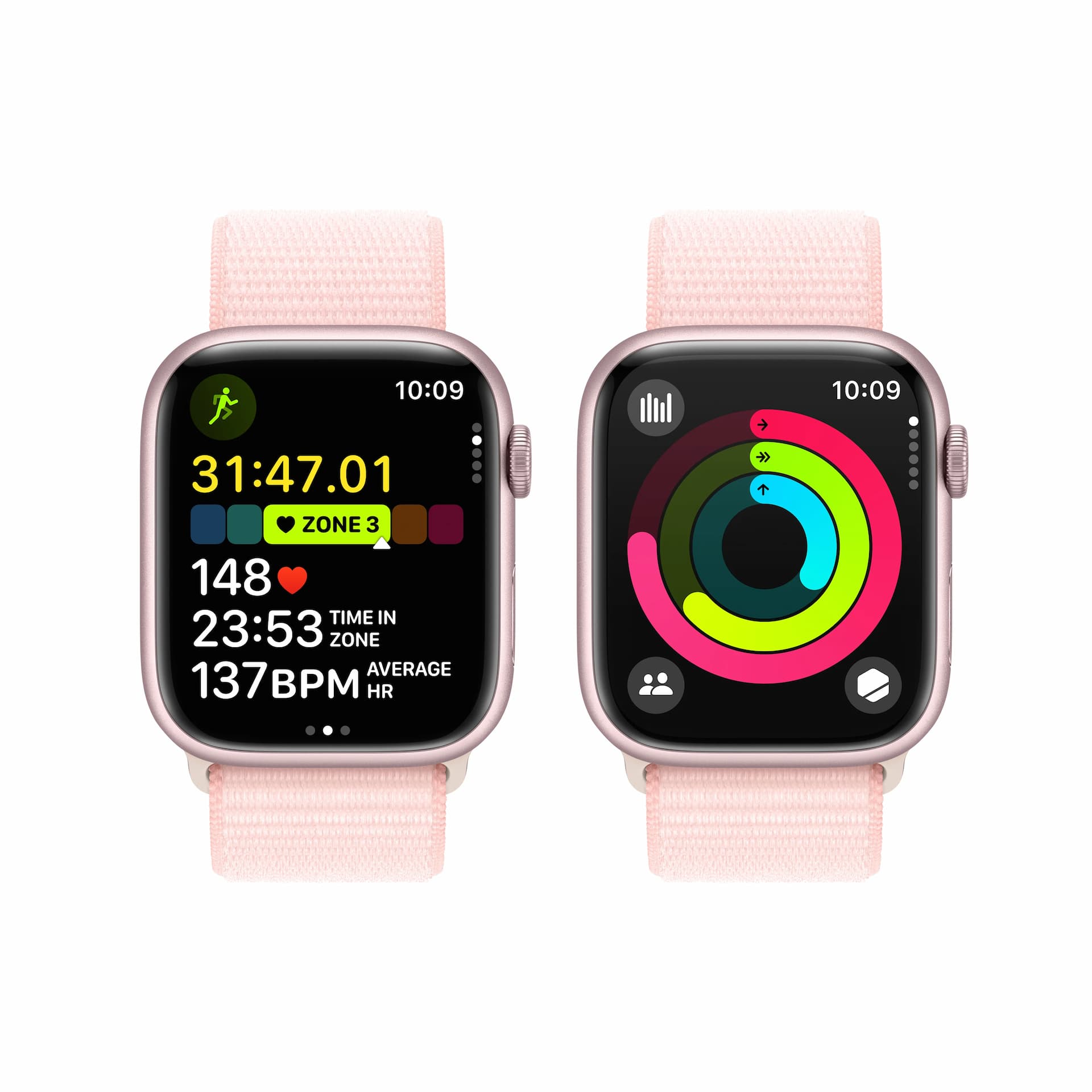 Apple Watch Series 9 GPS + Cellular 45mm Pink Aluminium Case with Light Pink Sport Loop