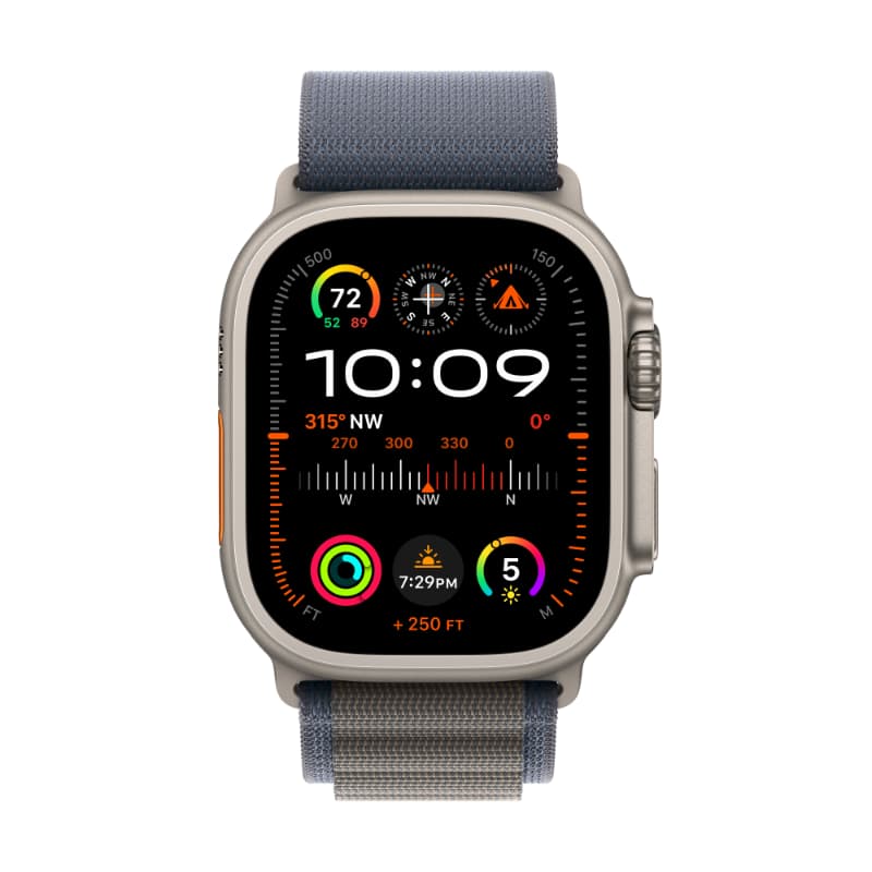 Apple Watch Ultra 2 GPS + Cellular, 49mm Titanium Case with Blue Alpine Loop - Small